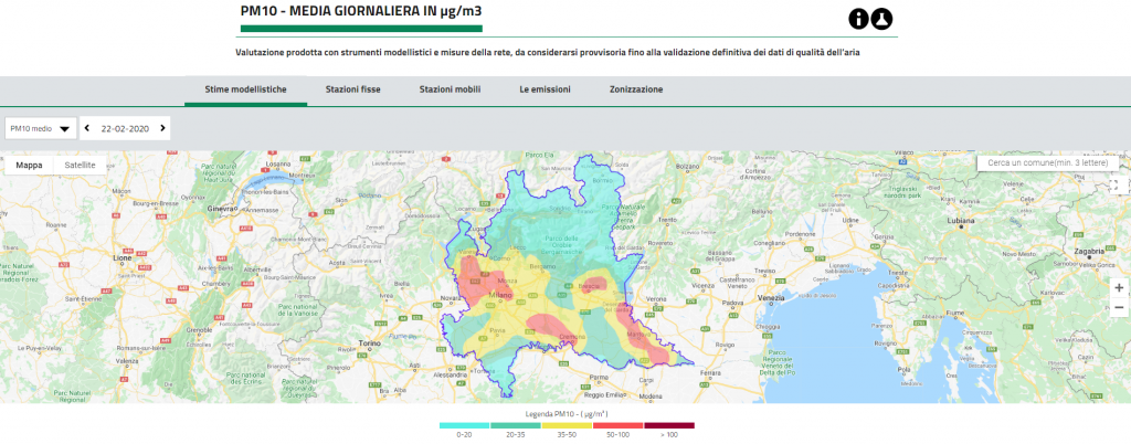 Qualità dell'aria al 22/02/2020